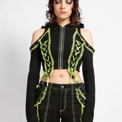 Trippnyc.com LOLITA CROP HOODY LIME Women