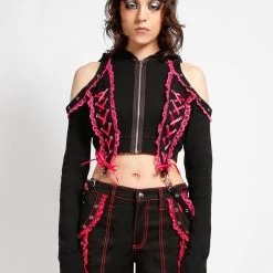 Trippnyc.com Women LOLITA CROP HOODY PINK