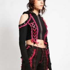 Trippnyc.com Women LOLITA CROP HOODY PINK